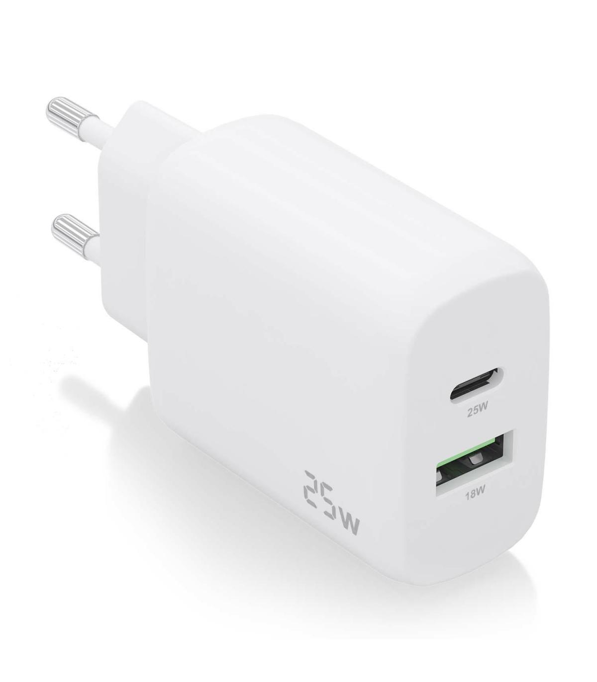 CARGADOR AISENS 25W 1XUSB-C PD3.0 1XUSB-A QC3.0 BLANCO