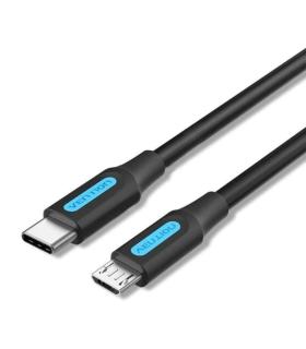 Cable USB 2.0 Tipo-C Vention COVBG/ USB Tipo-C Macho - MicroUSB Macho/ 480Mbps/ 1.5m/ Negro