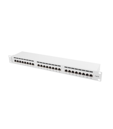 PATCH PANEL LANBERG 24 PUERTOS 1U 19\" CAT.6 FTP GRIS