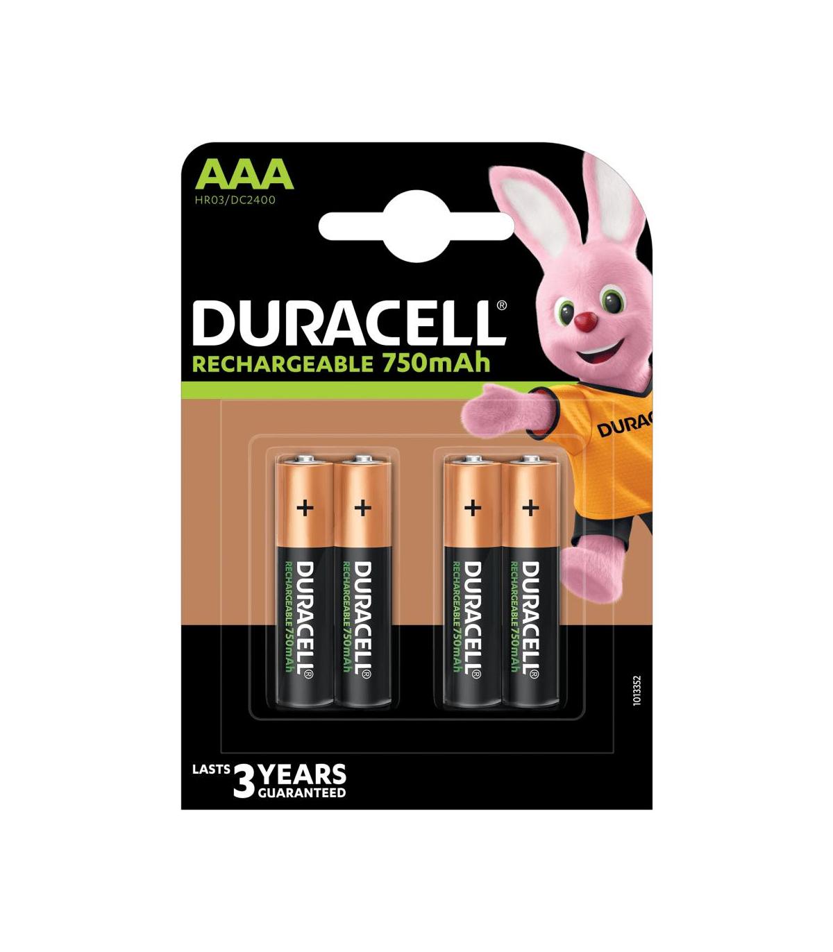 Pack De 4 Pilas AAA Duracell HR3-B  1.2V  Recargables