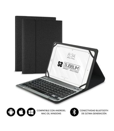 Funda con Teclado Subblim Keytab Pro Bluetooth para Tablets de 10.1\'-10.8\'/ Negra