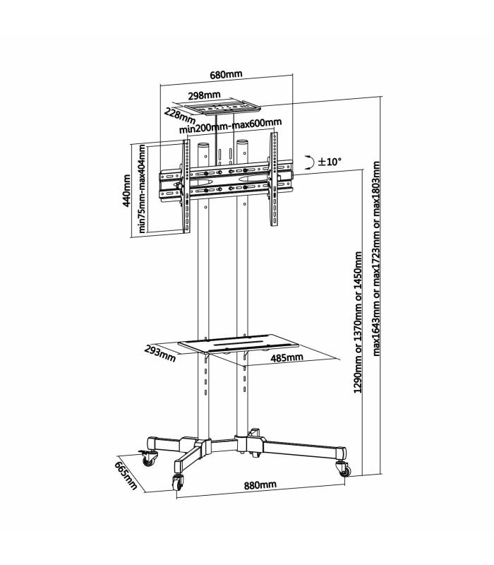 Soporte De Suelo Inclinable Con Ruedas Aisens FT70TE-035 Para TV De 37-70'  Hasta 50kg