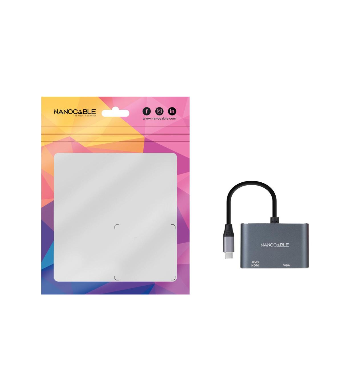 Nanocable Conversor USB-C M A HDMI-VGA H 15 Cm