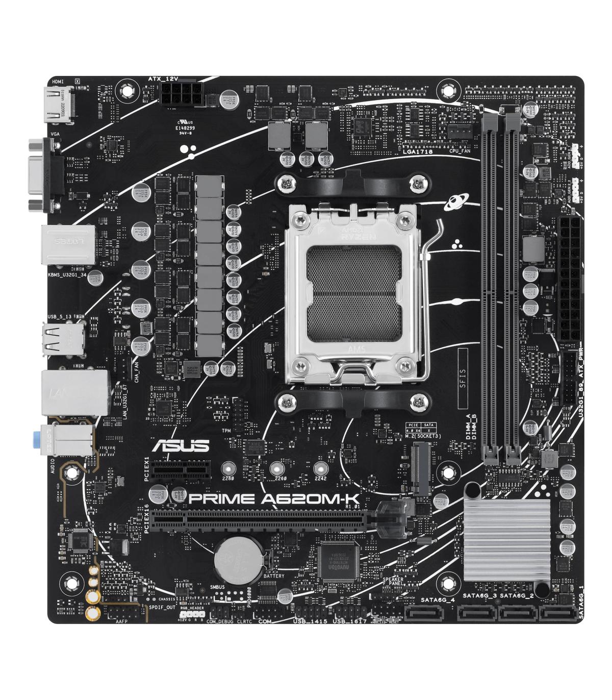 Placa Base Asus Prime A620M-K Socket AM5  DDR5  PCIe 4.0  Micro ATX