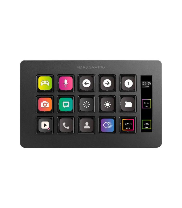 Stream Deck Slim Mars Gaming MSD-ONE  15 Teclas LCD  Negro