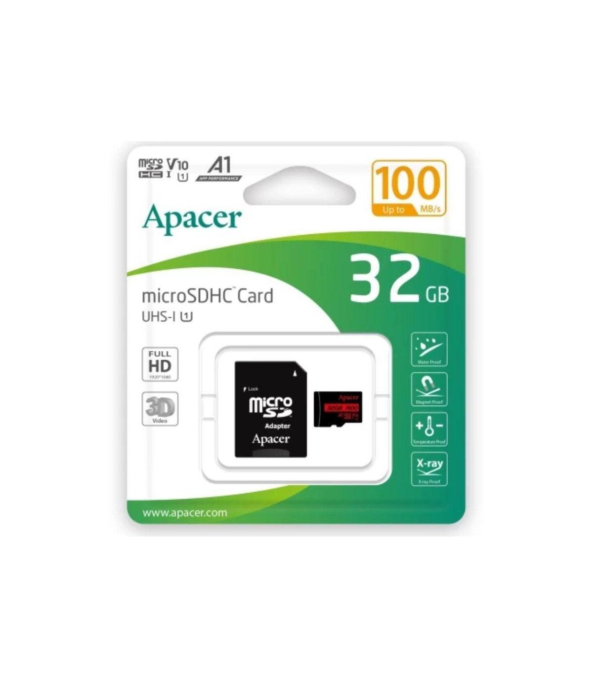 Tarjeta de Memoria Apacer 32GB microSD HC UHS 1 con Adaptador/ Clase 10/ 100MBs