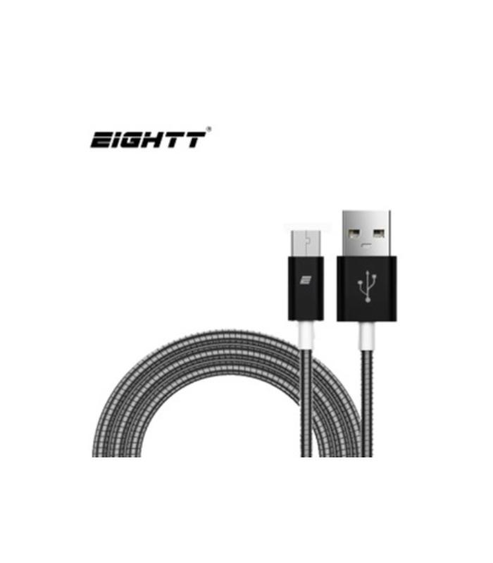 Eightt - Cable USB a MicroUSB 1.0M - Trenzado de Nylon - Color Negro