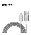 Eightt - Cable USB a MicroUSB 1.0M - Trenzado de Nylon - Color Plata