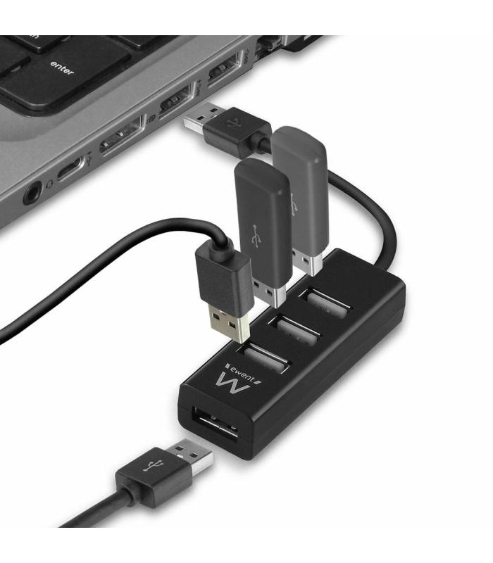 HUB EWENT USB 2.0 HIGH SPEED USB-A 4 PUERTOS NEGRO