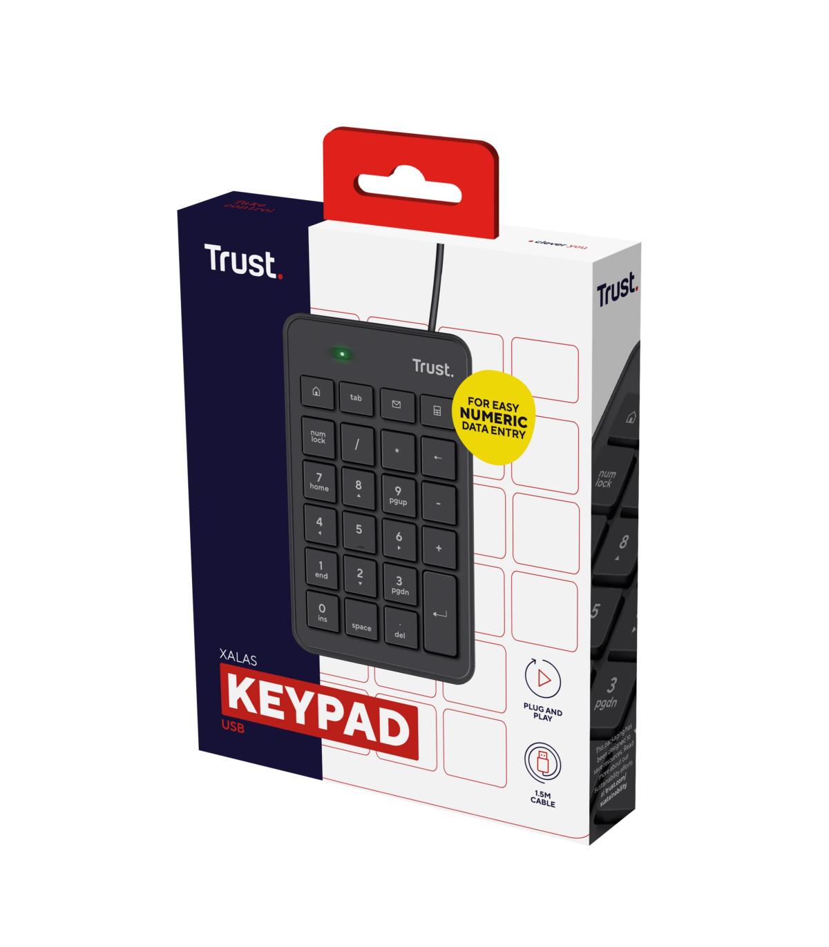 Trust 22221 teclado numérico Portátil PC USB Negro