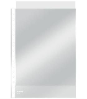 CAJA 100 FUNDAS POLIPROPILENO MULTITALADRO FORMATO FOLIO 80 MICRAS 16 TALADROS CRISTAL ESSELTE 46106