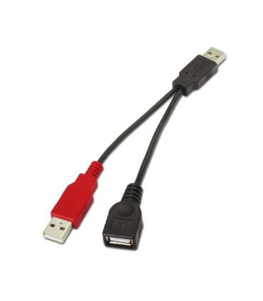 AISENS A101-0030 cable USB USB 2.0 0,15 m 2 x USB A USB A Negro, Rojo
