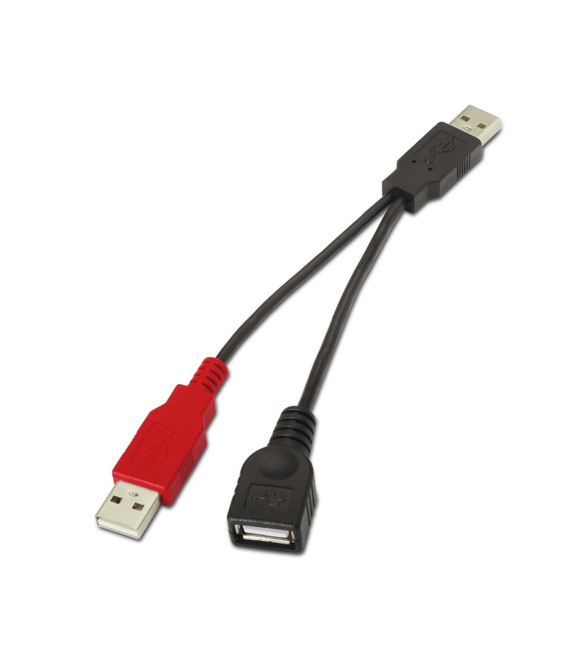 AISENS A101-0030 cable USB USB 2.0 0,15 m 2 x USB A USB A Negro, Rojo