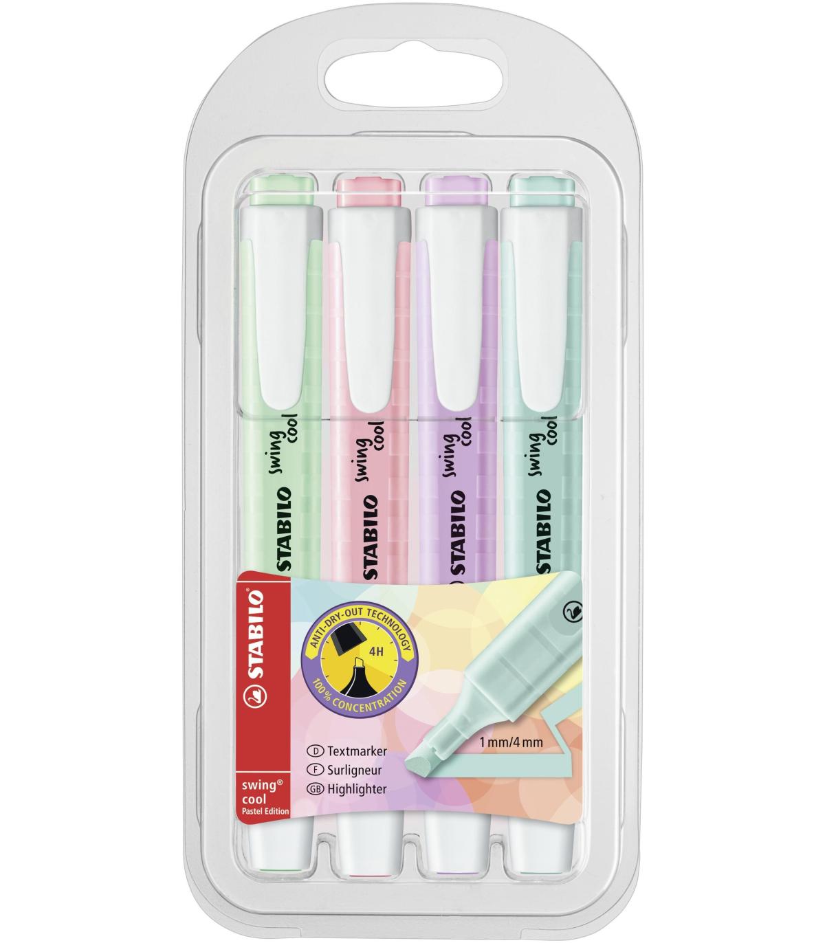 STABILO swing cool Pastel marcador 4 pieza(s) Punta de cincel Azul, Verde, Rosa, Púrpura