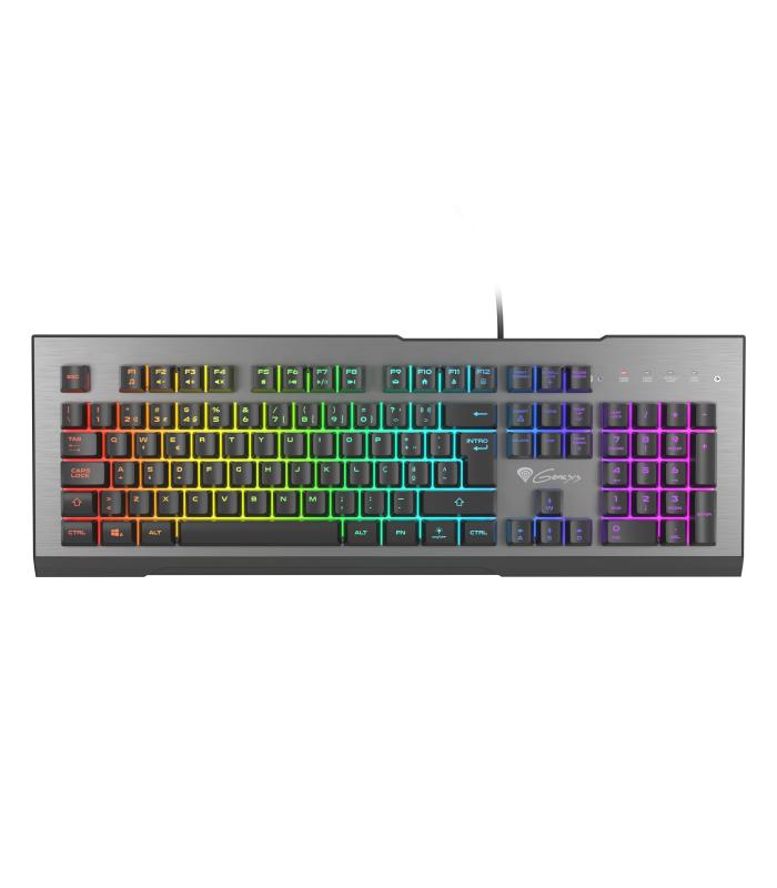 GENESIS Rhod 500 RGB teclado Juego USB QWERTY Portugués Negro, Plata