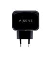 AISENS Cargador USB 17W 5V 3.4A, 2xUSB Con Control AI, Negro