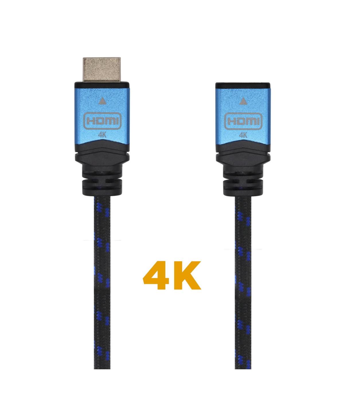 AISENS Cable HDMI V2.0 Prolongador Premium Alta Velocidad   HEC 4K@60Hz 18Gbps, A M-A H, Negro Azul, 3.0m