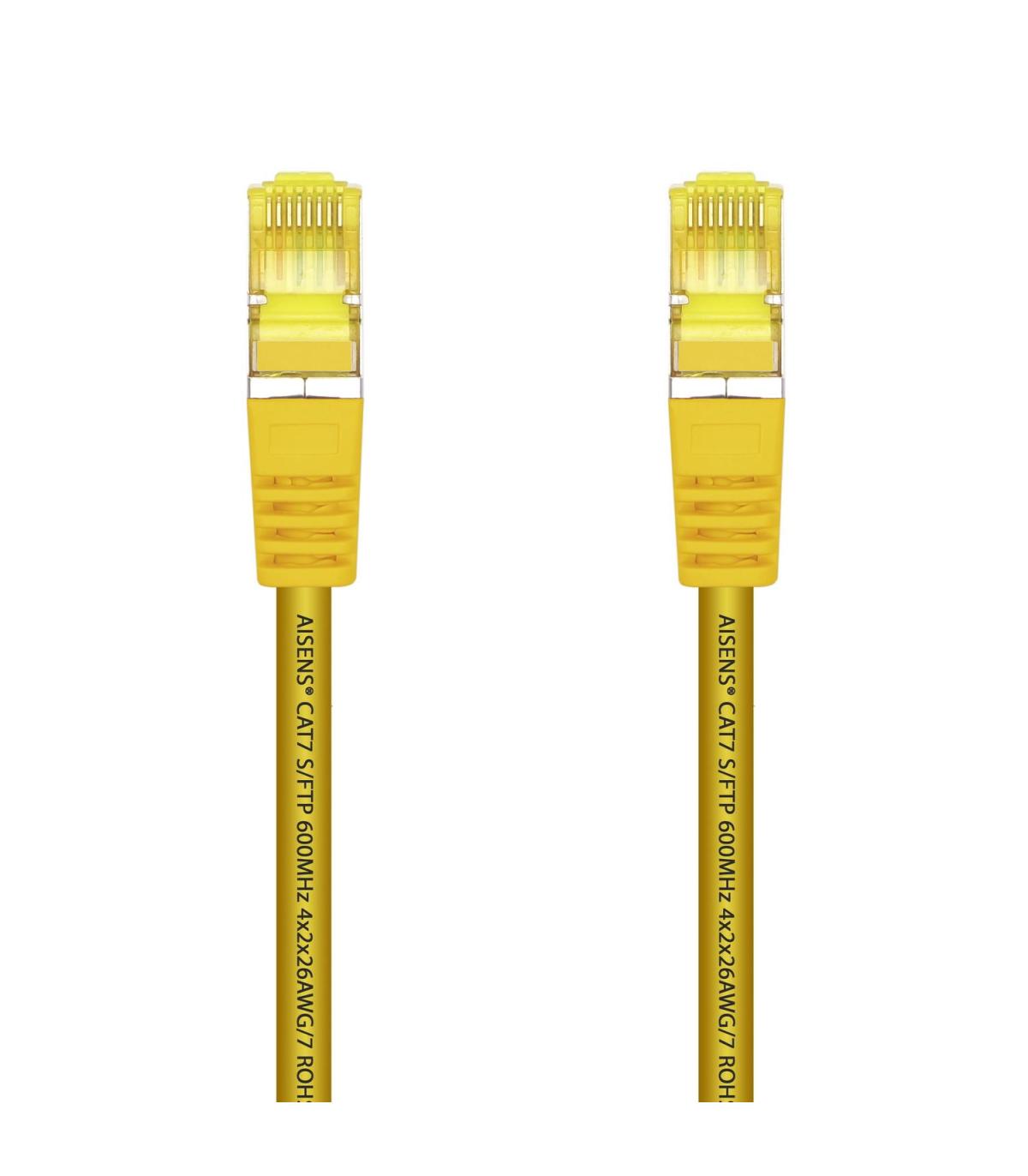 AISENS Cable De Red Latiguillo RJ45 LSZH Cat.7 600 MHz S FTP PIMF AWG26, Amarillo, 1.0 m