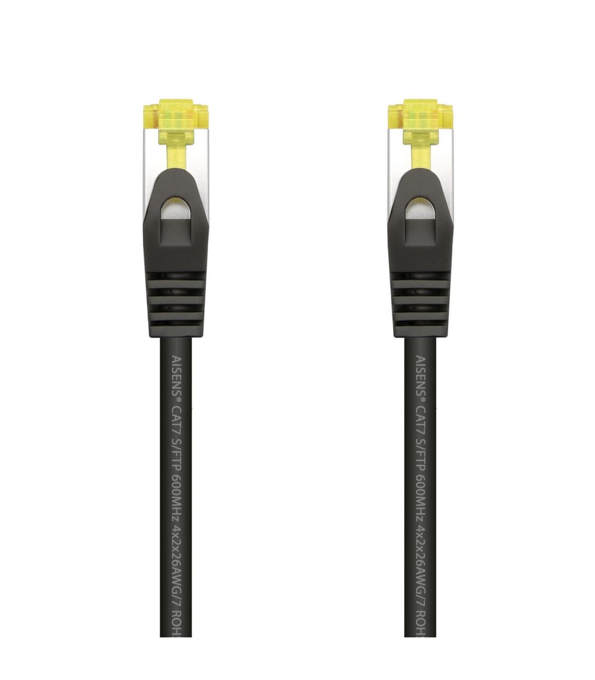 AISENS Cable De Red Latiguillo RJ45 LSZH Cat.7 600 MHz S FTP PIMF AWG26, Negro, 2.0 m