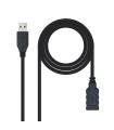 Nanocable Cable USB 3.0, Tipo A/M-A/H, Negro, 3.0 M