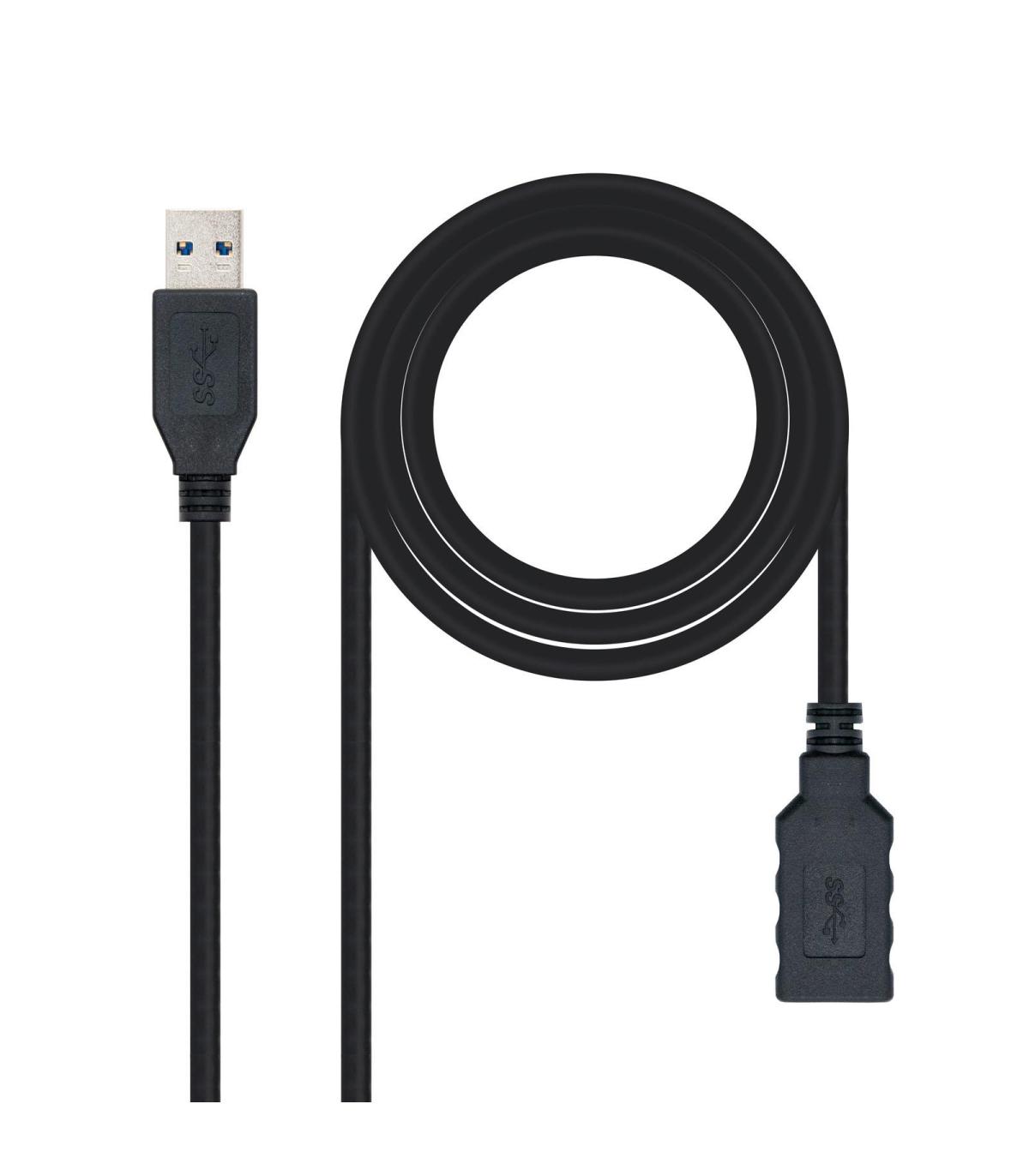 Nanocable Cable USB 3.0, Tipo A M-A H, Negro, 3.0 M