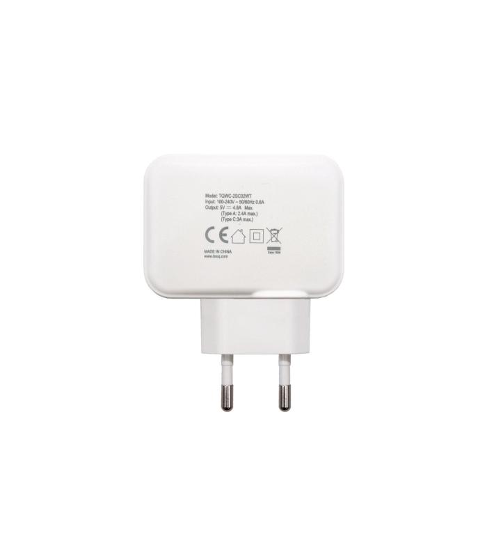 TooQ Cargador de Pared doble puerto USB-C + USB A, 27W