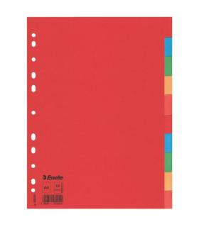 SEPARADOR DE CARTON CON 10 POSICIONES FORMATO A4 COLORES VIVOS ESSELTE 100201