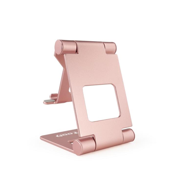 TooQ Soporte de sobremesa ajustable para teléfono   tablet hasta 10”, Rosa Velvet