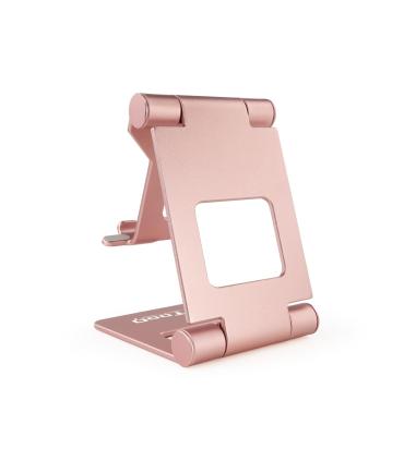 TooQ Soporte de sobremesa ajustable para teléfono   tablet hasta 10”, Rosa Velvet