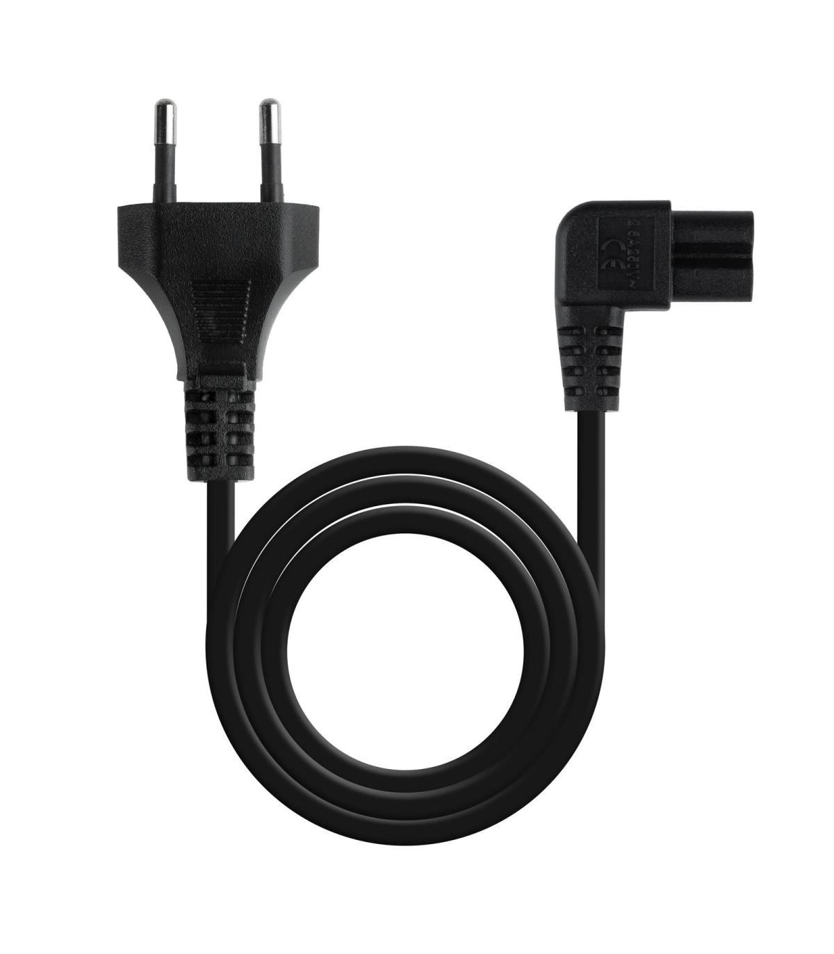 TooQ Cable de Alimentación Acodado CEE7 16 M-C7 H, Negro, 3 m