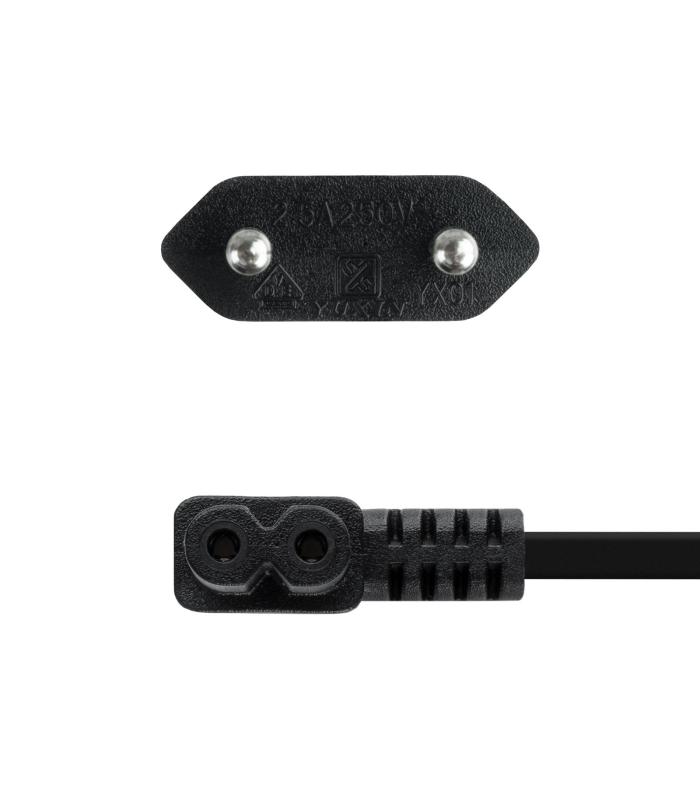TooQ Cable de Alimentación Acodado CEE7 16 M-C7 H, Negro, 3 m
