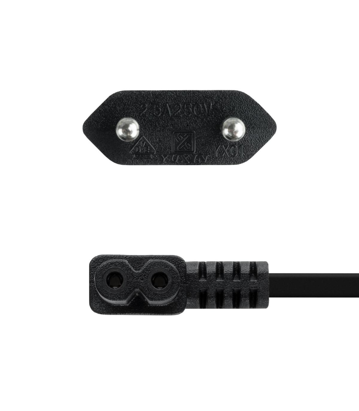 TooQ Cable de Alimentación Acodado CEE7 16 M-C7 H, Negro, 3 m