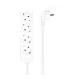 AISENS Base Multiple 4 Tomas Sin Interruptor Con Cable 3x1.5mm2, Blanco, 1.4m