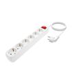 AISENS Base Multiple 6 Tomas Con Interruptor Con Cable 3x1.5mm2, Blanco, 1.4m