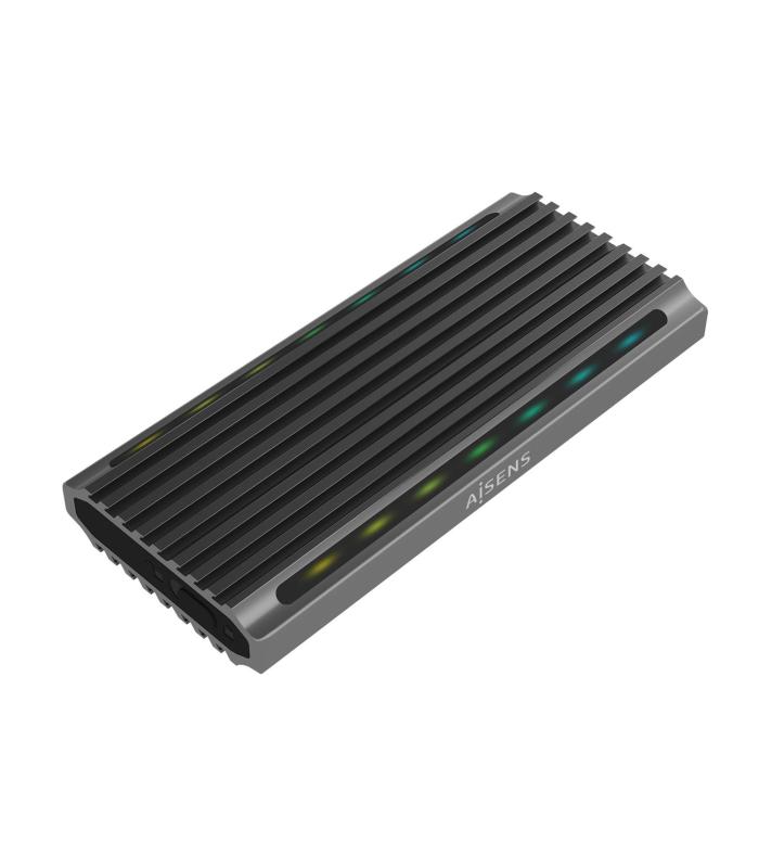 AISENS Caja Externa M.2 RGB Gaming ASM2-RGB011GR SATA NVMe A USB3.1 Gen2, Gris