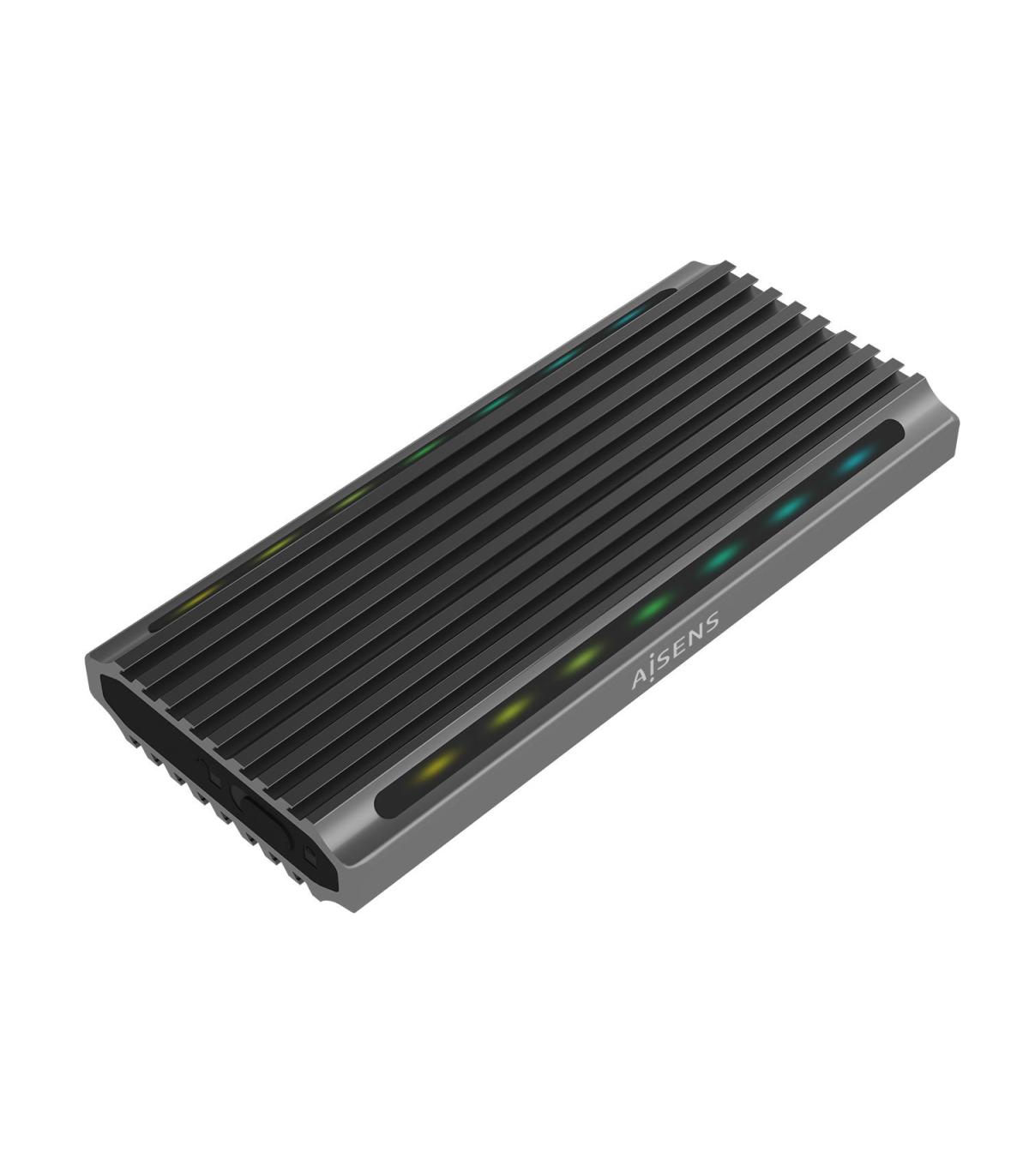 AISENS Caja Externa M.2 RGB Gaming ASM2-RGB011GR SATA NVMe A USB3.1 Gen2, Gris