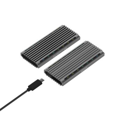 AISENS Caja Externa M.2 RGB Gaming ASM2-RGB011GR SATA NVMe A USB3.1 Gen2, Gris