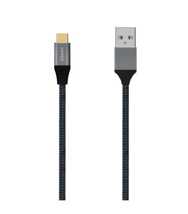 AISENS Cable USB 3.1 Gen2 Aluminio 10Gbps 3A, Tipo USB-C M-A M, Gris, 2.0M