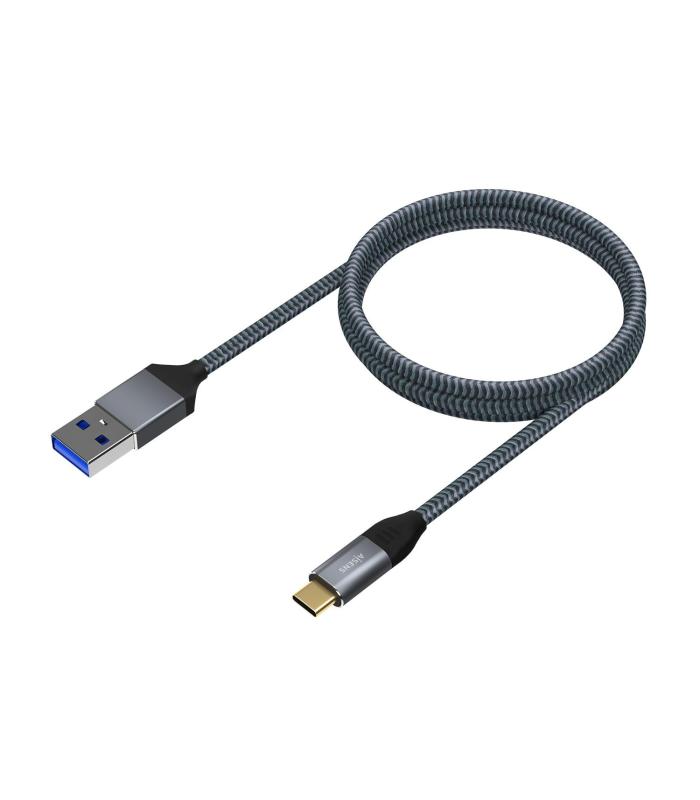 AISENS Cable USB 3.1 Gen2 Aluminio 10Gbps 3A, Tipo USB-C M-A M, Gris, 2.0M