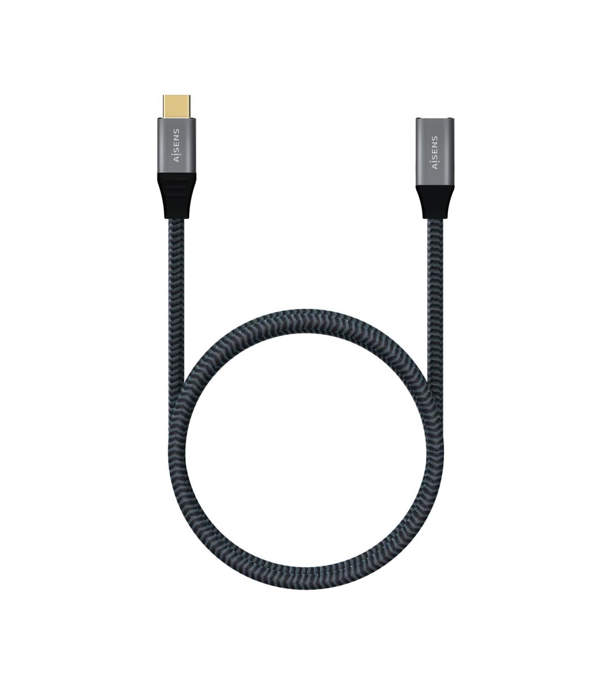 AISENS Cable USB 3.2 Gen2X2 Aluminio 20Gbps 5A 100W, Tipo USB-C M-USB-C H, Gris, 1.0M