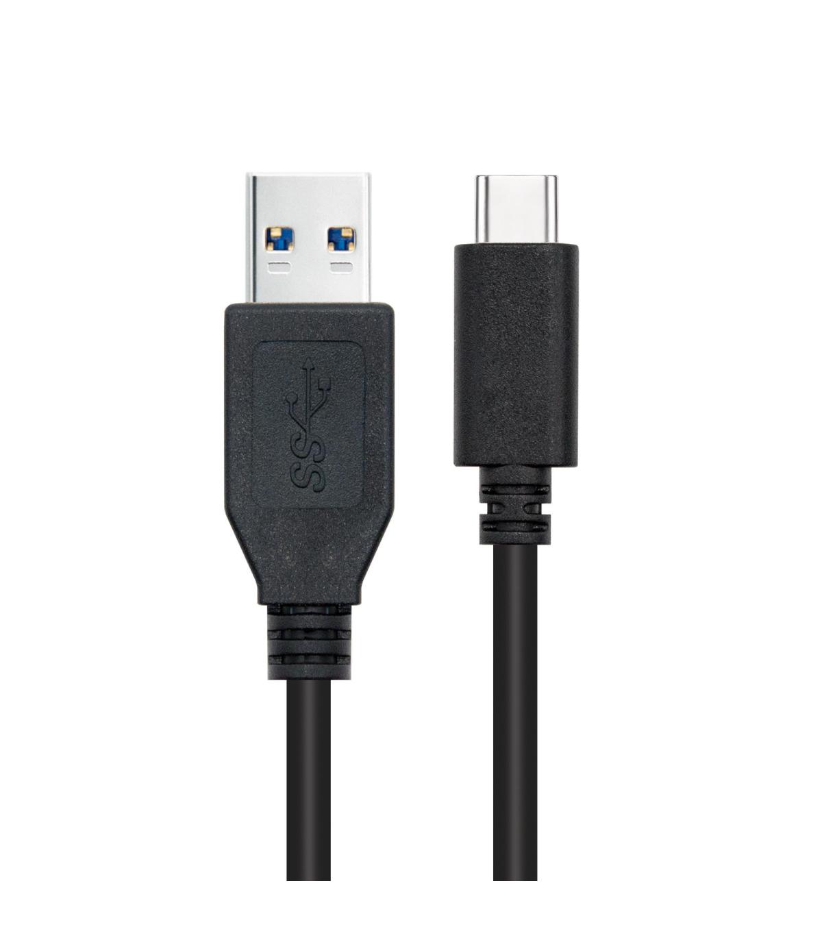Nanocable Cable USB 3.1, Gen2 10 Gbps 3A, tipo USB-C M-A M, Negro, 2 m