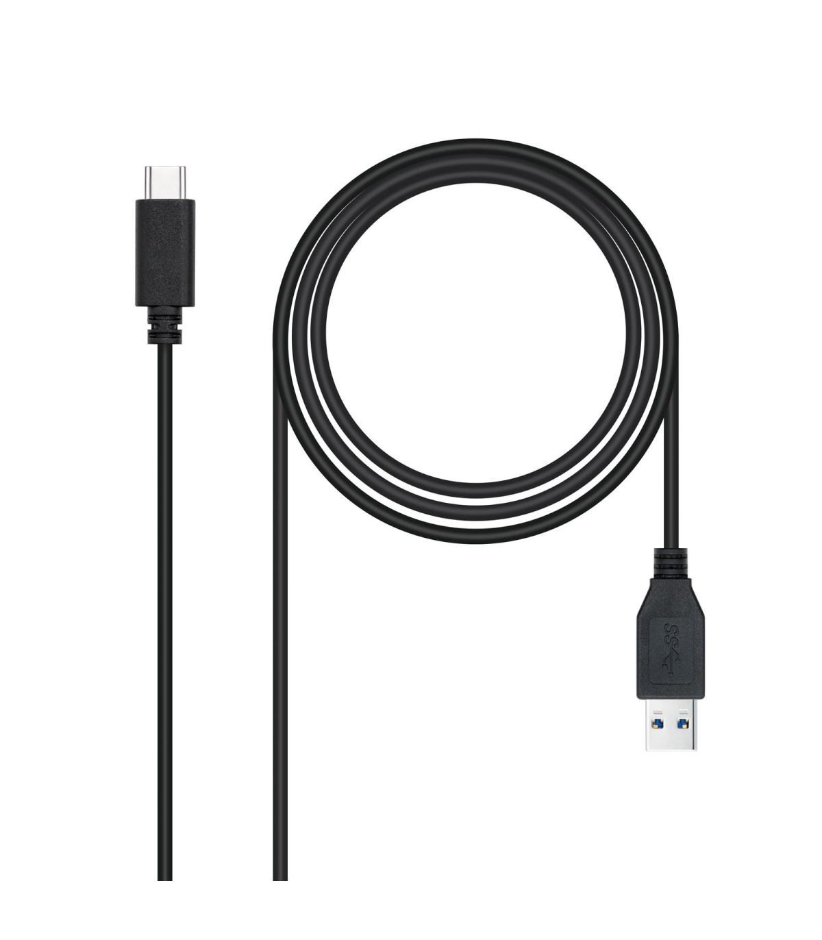 Nanocable Cable USB 3.1, Gen2 10 Gbps 3A, tipo USB-C M-A M, Negro, 2 m