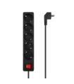 AISENS Base Multiple 5 Tomas con Interruptor con Cable 3×1.5mm2, Negro, 1.4 m