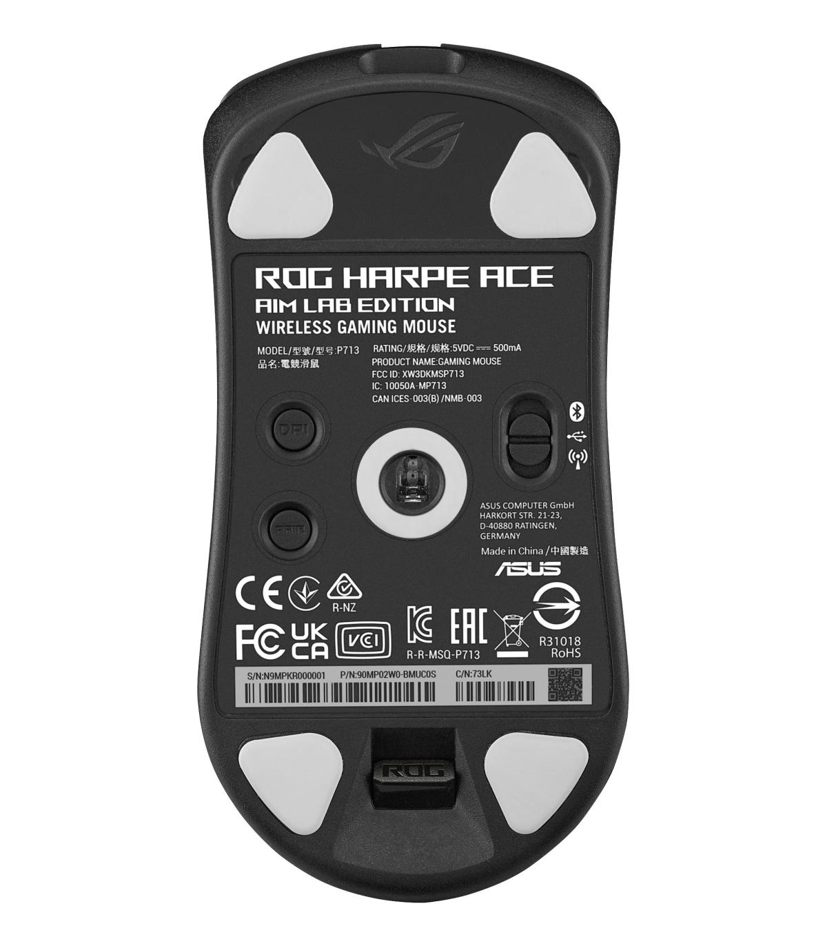 ASUS ROG Harpe Ace Aim Lab Edition ratón Juego Ambidextro RF Wireless + Bluetooth + USB Type-A Óptico 36000 DPI