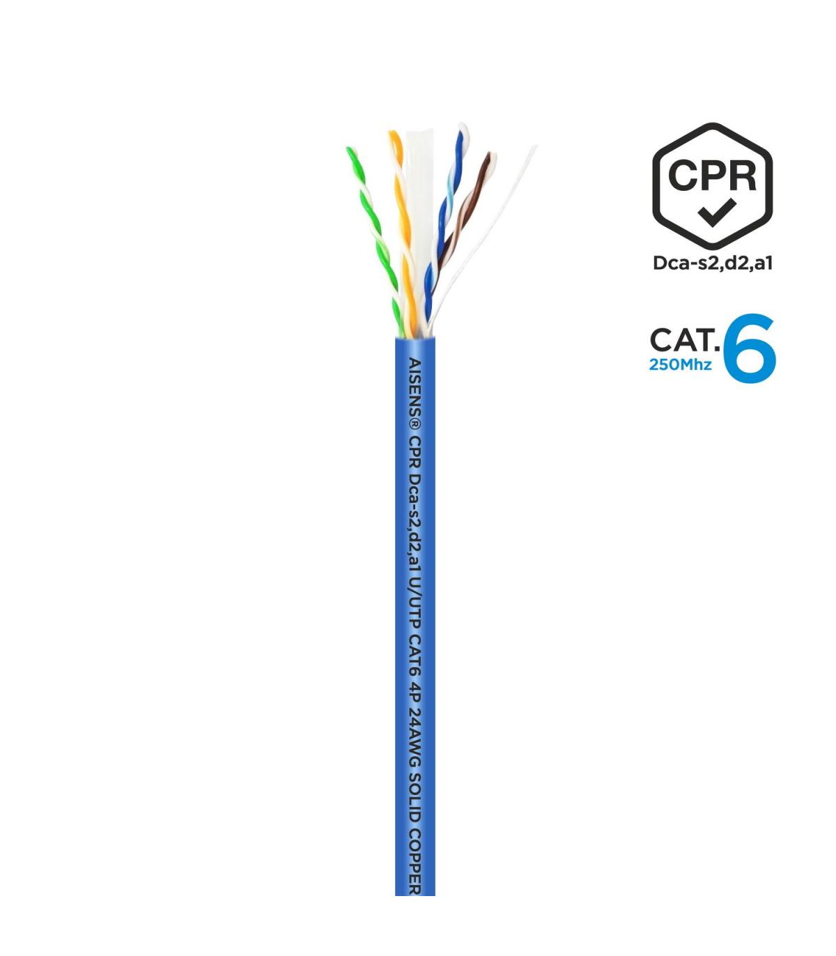 AISENS Cable de Red RJ45 LSZH CPR Dca CAT.6 UTP AWG24, Azul, 100 m