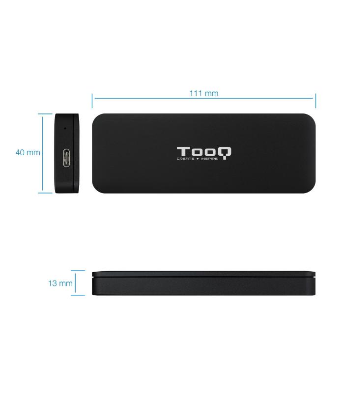 TooQ TQE-2280B caja para disco duro externo Caja externa para unidad de estado sólido (SSD) Negro M.2