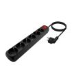 AISENS Base Multiple 6 Tomas Con Interruptor Con Cable 3x1.5mm2, Negro, 1.4m