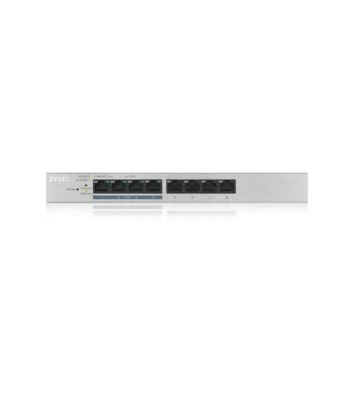 Zyxel GS1200-8HP v2 Gestionado Gigabit Ethernet (10 100 1000) Energía sobre Ethernet (PoE) Gris