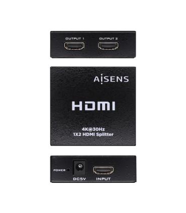 AISENS HDMI Duplicador 4k@30Hz 1x2 Con Alimentación, Negro