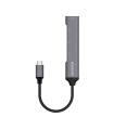 AISENS Hub USB 3.1 USB-C, Tipo C M - 4x Tipo A H, Gris, 10 cm